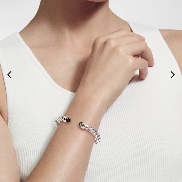 Cable Bracelet with Gemstone and 14K Gold in Silver, 5mm - Picture 3 of 6